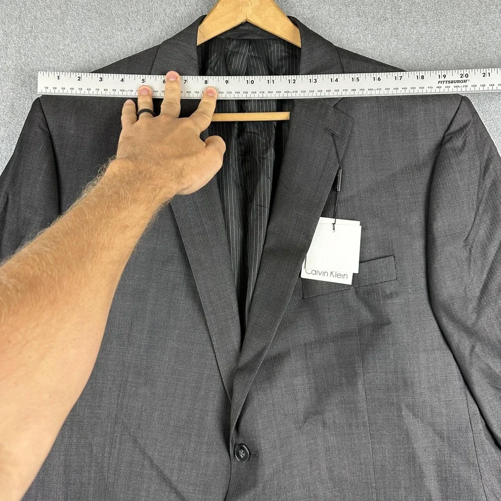 Calvin Klein Suit Mens 50R Gray Herringbone Wool 2 Piece Slim Notch Lapel Canada